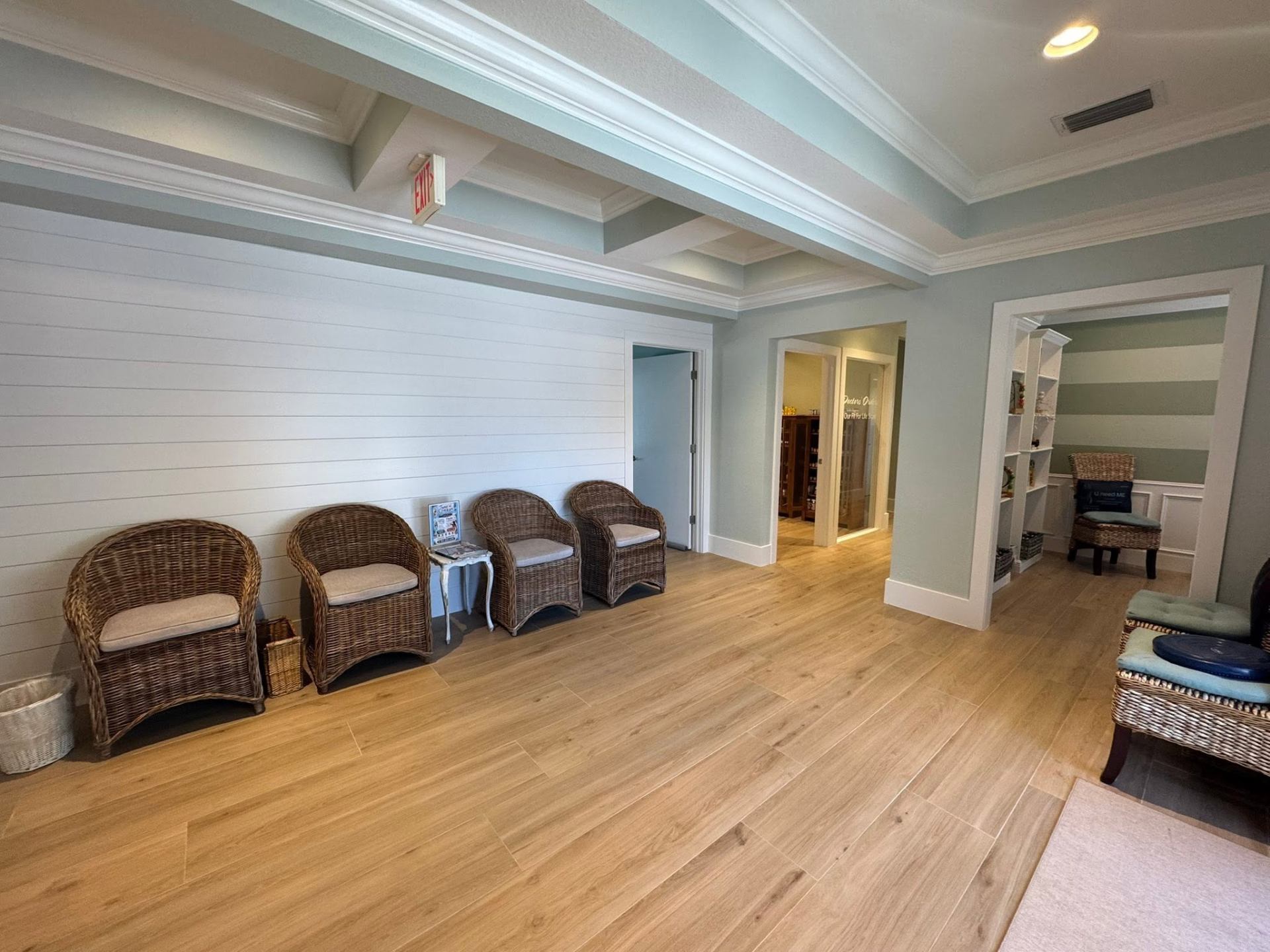 Calm coastal waiting area at Fit for Life wellness clinic in Naples, FL